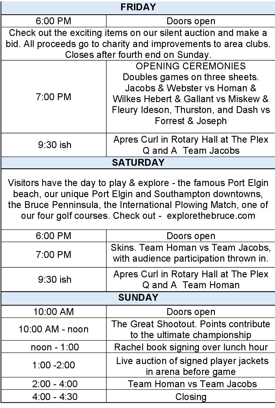 Public Schedule